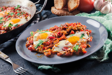 Wall Mural - Portion of shakshuka on a plate