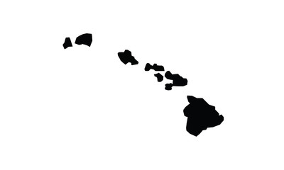 Wall Mural - Hawaii outline map black USA state borders black vector illustration