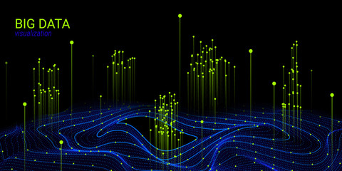 Wall Mural - wave 3d abstract background. big data visualization.