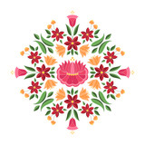 Hungarian folk pattern vector. Kalocsa floral ethnic ornament. Slavic eastern european print. Traditional embroidery flower design for gypsy pillow case, boho woman clothing, rustic wedding cards.