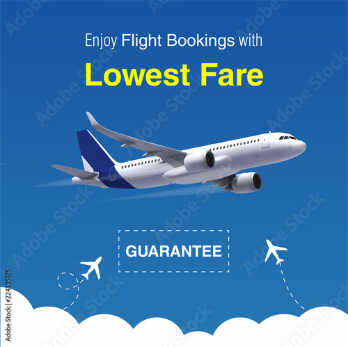 Fotomural Realistic Vector Banner for Cheap Flights Business Promotion - Template Mockup E