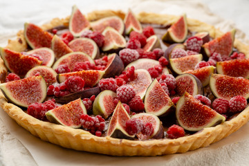 Wall Mural - Sweet pie with raspberry and figs