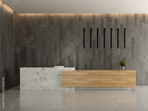 Cuadros en Lienzo Interior of a lobby hotel reception 3D illustration