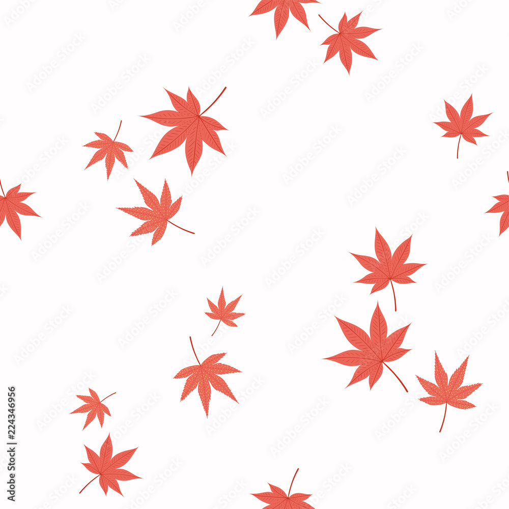 Seamless repeat pattern with falling Japanese maple leaves, on a white background. Hand drawn vector illustration. Flat style design. Concept for autumn textile print, wallpaper, wrapping paper. Stock Vector | Adobe Stock seamless-repeat-pattern-with-falling-japanese-maple-leaves-on-a-white-background-hand-drawn-vector-illustration-flat-style-design-concept-for-autumn-textile-print-wallpaper-wrapping-paper-stock-vector-adobe-stock