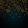Christmas New Year background with gold snowflakes and glitter Blue festive winter background Christmas and New Year pattern of gold snowflakes Design element template holiday theme Vector