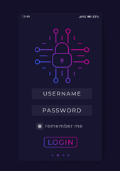 Sticker - User Login, authentication, mobile interface vector template