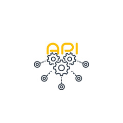 Poster - API vector line icon with cogwheels