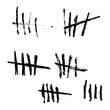 Set of counting waiting number on wall prison illustration. Vector tally marks isolated on white background. 