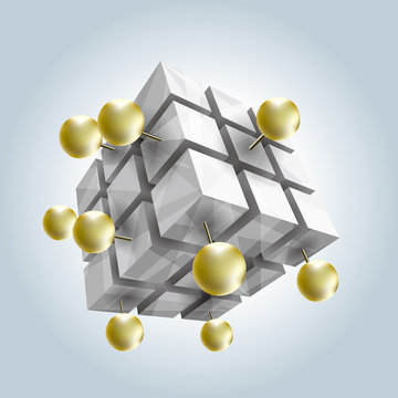 Vector drawn cubes, isolated on gray background.