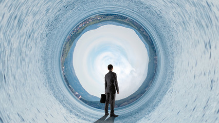 Wall Mural - businessman and cosmos concept