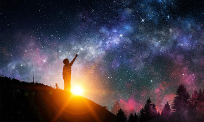 Wall Mural - stary clear night sky. mixed media