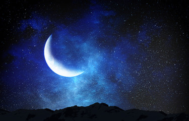 Wall Mural - romantic moon in sky