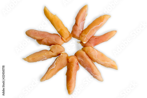 Fotografie, Obraz Strips of healthy lean chicken breast in a circle