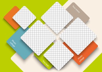Wall Mural - Template for photo collage in modern style. Frames for clipping masks is in the vector file. Template for a photo album with square shapes frames