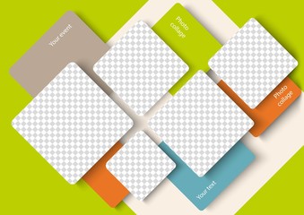 Wall Mural - Template for photo collage in modern style. Frames for clipping masks is in the vector file. Template for a photo album with square shapes frames
