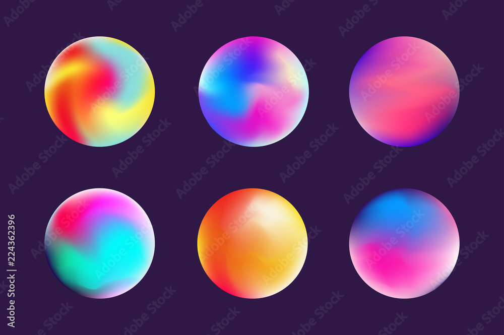 Set gradient colorful sphere in trendy style - obrazy, fototapety, plakaty 