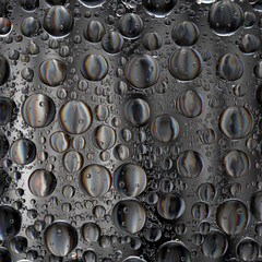 Poster - 3d render abstract background with glass bubbles. Clear beautiful Water drops refractive background.