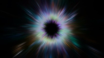 Wall Mural - Light streams into a black hole in outer space (Loop).
