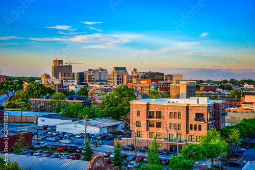 Fotomural Sunset over Downtown Greenville South Carolina SC Skyline