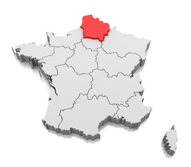 Map of Hauts-de-France region, France