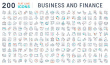 Set Vector Line Icons Of Business And Finance.