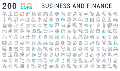 set vector line icons of business and finance.