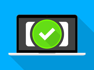 Fototapete - Laptop with checkmark or tick notification vector illustration Vector Icons