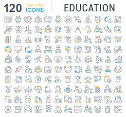 Wall Mural - set vector line icons of education.