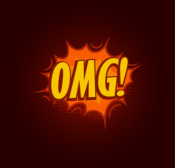 Poster - Boom OMG speach balloon, explosive sale baner, abstract isolated vector illustration on black background.