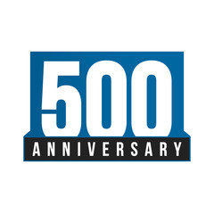 Poster - 500th Anniversary vector icon. Birthday logo template. Greeting card design element. Simple business anniversary emblem. Blue strict style number. Isolated vector illustration on white background.