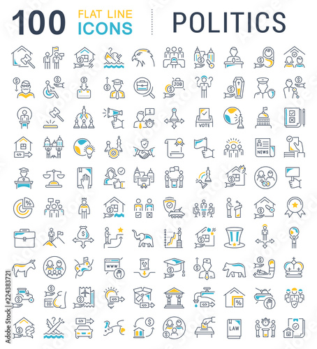 Fotografía Set Vector Line Icons of Politics.