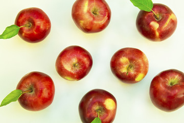 Apples isolated on white background. Red apples. Top view.