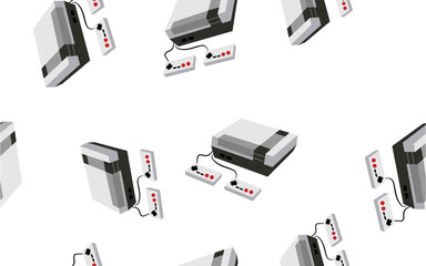 Poster - Texture, a seamless pattern of volumetric isometric video game consoles for computer and video games. The background. Vector illustration