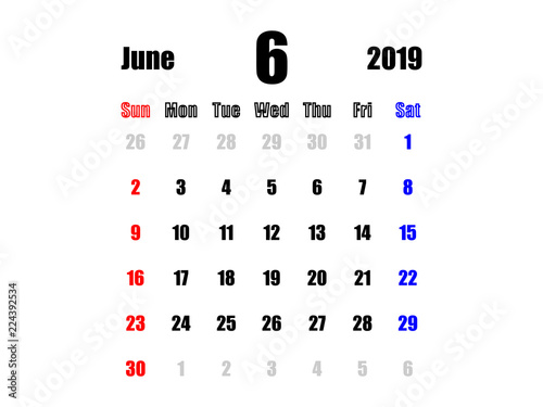 2019年6月カレンダー Acheter Ce Vecteur Libre De Droit Et