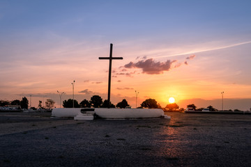 Sticker - Sunset at Cruzeiro Square - Brasilia, Distrito Federal, Brazil