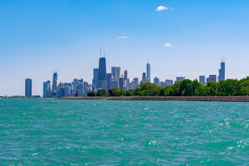 Wall Mural - Chicago Skyline Viewed from Belmont Harbor