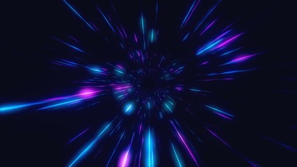 Wall Mural - abstract flight in retro neon hyper warp space in the tunnel
