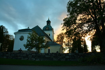 church in sunset