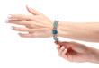© Kabardins photo - Bracelet stones jewerly bijouterie in hand on white background isolation