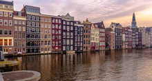 Amsterdam Canals And Houses In Netherlands