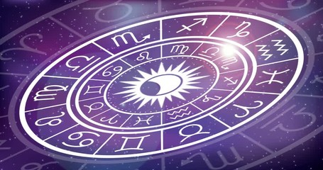 astrology horoscope circle with zodiac signs vector background. cosmos, space. aquarius, libra, leo,