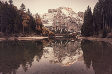 Wall Mural - morning landscape with lake and mountain