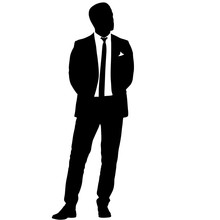 Silhouette Businessman Man In Suit With Tie On A White Background