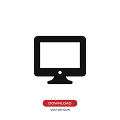 Fototapete - Monitor icon isolated on white background. Modern, simple symbol in trendy design style for website, mobile, app, graphic, logo, UI. Flat vector element illustration. EPS10.