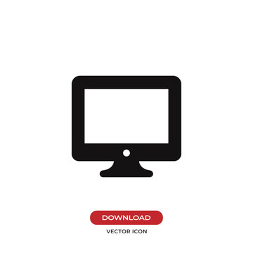 Monitor icon isolated on white background. Modern, simple symbol in trendy design style for website, mobile, app, graphic, logo, UI. Flat vector element illustration. EPS10.