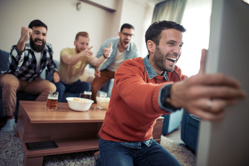 Sticker - Group of friends watching sport together