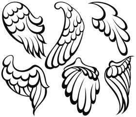 Wall Mural - wings icon. cartoon collection of wings