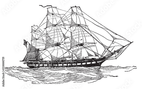 Cuadros en Lienzo United States Frigate of 1812, vintage illustration.