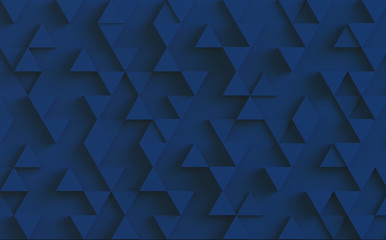 Fototapete - Blue triangle pattern backdrop background. 3D rendering.