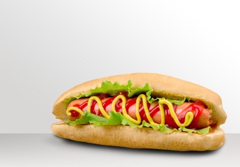 Poster - Barbecue Grilled Hot Dog with Yellow Mustard